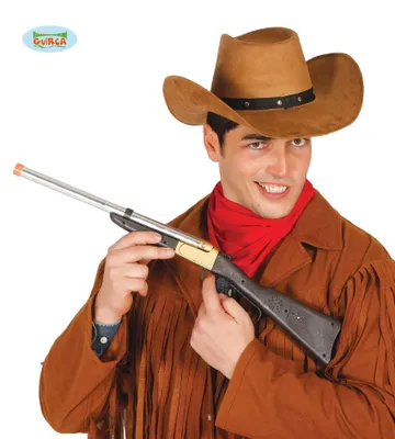 Image de Fusil de cow-boy Western Aventure Décoration Pièce de collection pour adultes Costume Accessoire Carnaval Vintage Look authentique Jouet, Couleur : Marron