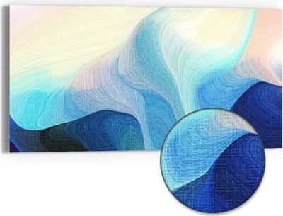 Produktbild von DEQORI Hybrid Leinwand Bild 60x30 cm 'Polychromer Farbfluss' Wandbild Glas flach modern