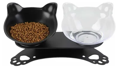 Produktbild von 2er-Set Erhöhte Katzenfutter-Näpfe, 15 Grad Geneigt, Für Katzen Und Kleine Hunde