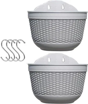 Immagine prodotto di Set di 2 vasi sospesi per piante, grigio, con sistema di drenaggio