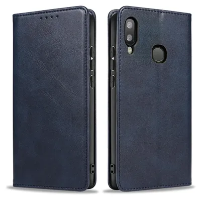 Produktbild von Handyhülle für Samsung Galaxy A20e Kunstleder Flip Cover Hülle Klapphülle Case Kartenfach Farbe: Blau