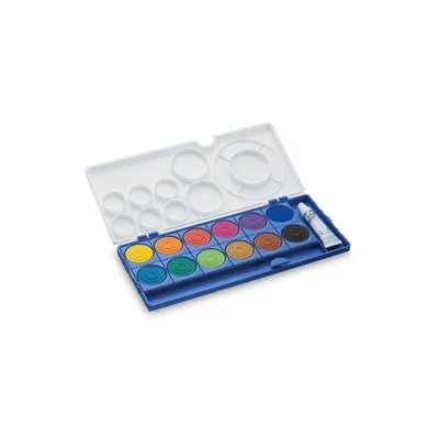 Produktbild von Lamy Deckfarbkasten aquaplus blue mit 12 Farben - ideal für den Schulunterricht - mit Farbkreis nach Johannes Itten & Deckweiß - Mischfelder im Deckel