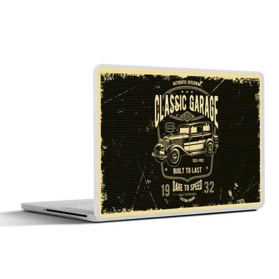 Produktbild von MuchoWow® Laptop Aufkleber Sticker Cover Mancave - Auto - Retro - Schwarz 36.5x27.5 cm - Laptop-Sticker