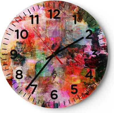 Produktbild von Wanduhr - Rund - Glasuhr - Abstraktion modern - 40x40cm - Schleichendes Uhrwerk - Lautlos - zum Aufhängen bereit - Dekoration Modern - Wanddekoration aus Glas - C4AR40x40-3545