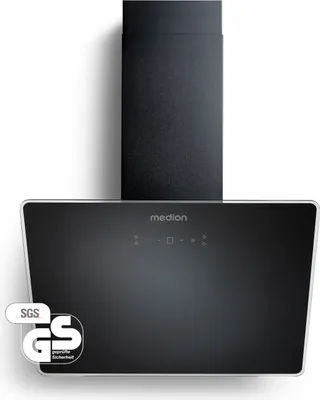 Produktbild von MEDION Dunstabzugshaube 60 cm (Kopffrei, Glas, 3 Stufen, Aluminum-Fettfilter, Touch Gesten Steuerung, LED Beleuchtung, MD37774) schwarz