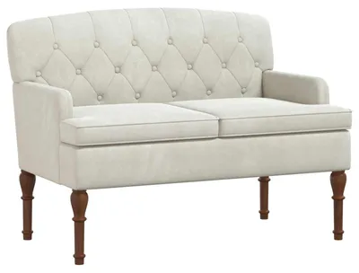 Produktbild von vidaXL Zweisitzer mit Knopfheftung Creme 111 x 65 x 79 cm Samt