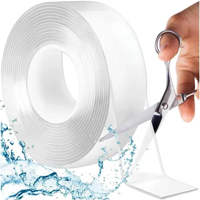Produktbild von Nano Klebeband doppelseitig 5 m × 30 mm, transparent, wiederverwendbar, wasserfest, Montageband ohne Bohren
