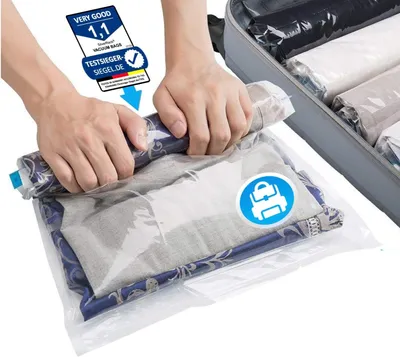 Imagen del producto de Conjunto de bolsas de compresión al vacío, de 12 unidades, en diferentes tamaños, para ropa y viajes
