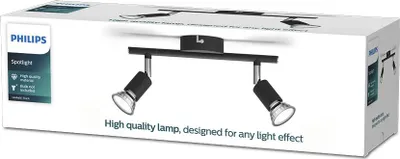 Image de Lampe Philips Limbali Noire Double Spot Gu10 Orientable - Philips