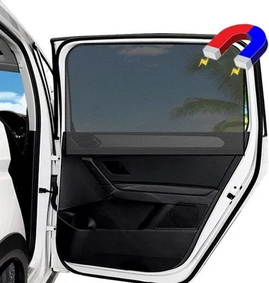 Produktbild von Famanu Autogardine mit UV-Schutz - 2 Stück, magnetische Seitenfensterbeschattung