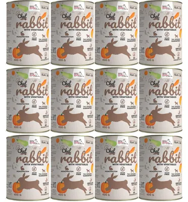 Zdjęcie produktu dla SYTA MICHA Mokra karma Królik z warzywami Mokra karma dla psa puszka 12x400g