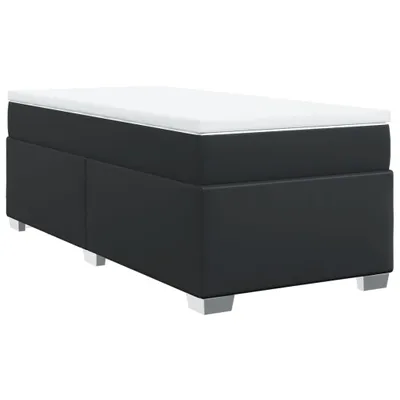 Image de vidaXL Lit boxspring avec matelas noir 90x190 cm similicuir