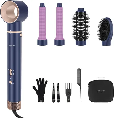 Produktbild von 5-in-1 Airstyler & Lockenstab,Stylingbürsten,5 Aufsätze Rundbürstenföhn Set Ionen Pflege, Frizz-Reduzierung,Zum Stylen,Volumisieren,Locken und Glätten