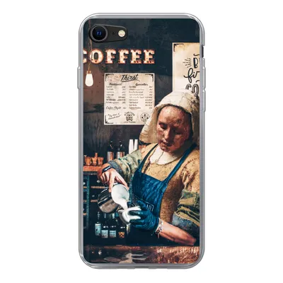 Produktbild von MuchoWow® Handyhülle Schutzhülle Hülle für iPhone SE 2022 Milchmädchen - Barista - Kaffee - Cappuccino Silikon Softcase Handy Hülle - Schutzhülle