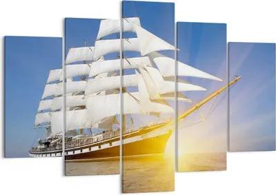 Produktbild von Bild auf Leinwand - Leinwandbild - Yacht Meer Welle - 150x100cm - Wand Bild - Wanddeko - Leinwanddruck - Bilder - Kunstdruck - Wanddekoration - Leinwand bilder - Wandkunst - EA150x100-4039