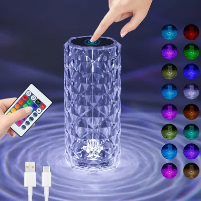 Produktbild von ZMH Tischlampe Kabellos LED touch - Kristall akku Tischleuchte dimmbar 16 Farben batteriebetrieben mit Fernbedienung für Wohnzimmer Schlafzimmer