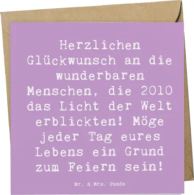 Produktbild von Mr. & Mrs. Panda Klappkarte Spruch 2010 Geburtstag - Lavendeltraum - Geschenk, Jahrgang, Happy Birthday, anlasskarte, Alter, Geburtstagsgeschenk, Geburtsjahr, faltkarte