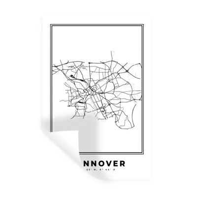 Produktbild von MuchoWow® Wandtattoo Wandsticker Wandaufkleber Stadtplan - Schwarz-weiß - Karte - Hannover - Deutschland - Karte 40x60 cm Selbstklebend und Repositionierbar - Wierderverwendbar - Selbstklebend