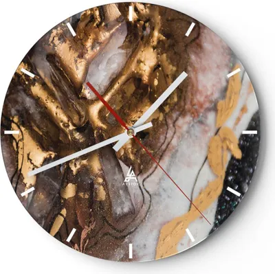 Produktbild von Wanduhr - Rund - Glasuhr - Abstraktion Marmor Textur - 40x40cm - Schleichendes Uhrwerk - Lautlos - zum Aufhängen bereit - Dekoration Modern - Wanddekoration aus Glas - C3AR40x40-4549