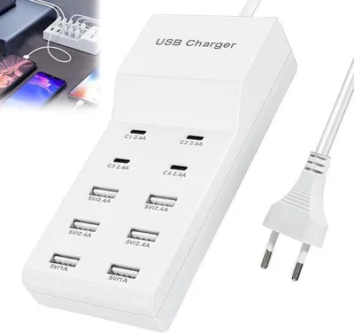 Image de Station de recharge USB universelle à 10 ports en acier pour smartphones et tablettes