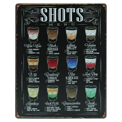 Produktbild von Shots Blechschild - 30 x 40 cm - Mancave Wandschilder - Shots - Spruchschild - Wandplatte - Metallschild - Retro Wandschild - Dekorationsschild