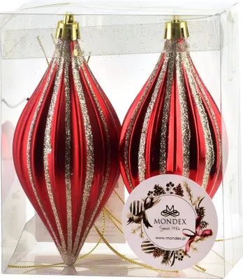 Immagine prodotto di Set di palline di Natale in plastica con Babbo Natale viola, 5,5 x 13,5 cm, rosse, 2 pezzi