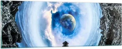 Produktbild von Bilder auf glas - Kosmos Planet - 90x30cm - Glasbilder - Wandbilder - Bilder - Kunstdruck - zum Aufhängen bereit - Wanddekoration aus Glas - Glas Bilder - Wandbild auf Glas - Einteilig - GAB90x30-4025