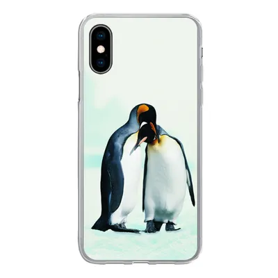 Produktbild von MuchoWow® Handyhülle Schutzhülle Hülle für iPhone X Pinguine - Schnee - Familie Silikon Softcase Handy Hülle - Handyhülle