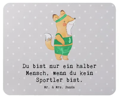 Produktbild von Mr. & Mrs. Panda Mauspad Sportler Herz - Grau Pastell - Geschenk, Mousepad, Mouse Pad, computermatte, computer, pc mausunterlage