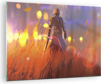 Produktbild von Bilder auf glas - Krieger Schwert - 70x50cm - Glasbilder - Wandbilder - Kunstdruck - zum Aufhängen bereit - Wanddekoration aus Glas - Glas Bilder - Wandbild auf Glas - Einteilig - GAA70x50-3819