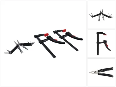 Produktbild von Bessey KLI-SET-A 2x KliKlamp Kli 20 Black Edition Set + Multitool 7+1 Zange, Messer, Schere, Schraubendreher, Dosenöffner, Pfeile, Ahle mit Öhr