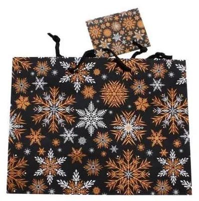 Obrázok produktu pre Geschenktasche - Schneeflocken - Maße ca. 22,9 x 26 x 12,7 cm
