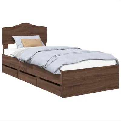 Zdjęcie produktu dla Ramka łóżka Brązowy dąb 90 x 190 cm Drewno inżynieryjne