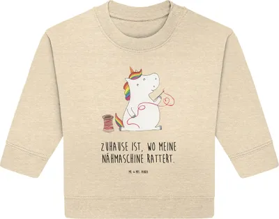 Produktbild von Mr. & Mrs. Panda Organic Baby Pullover Einhorn Näherin 12. - 18. Monat - Natural Raw - Geschenk, Einhörner, Unicorn, Basteln, Nähen, Bullover, Häkeln