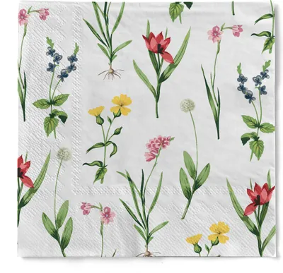 Produktbild von HAPPY PAPER Serviette "Botania" (Blumen) aus Tissue 33 x 33 cm, 20 Stück