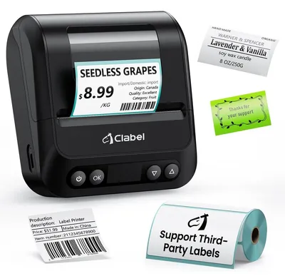 Produktbild von Thermo-Etikettendrucker Etikettiergerät Labeldrucker - 320B - 7,5 cm - Bluetooth - Wiederaufladbarer Akku - Barcode