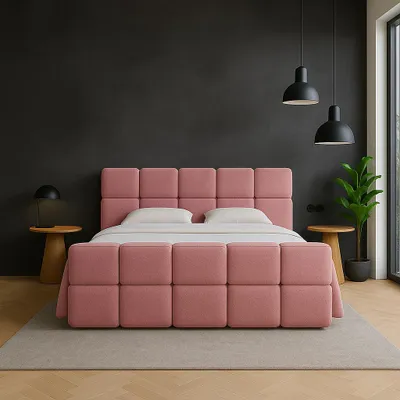 Zdjęcie produktu dla Łóżko kontynentalne LARA – nowoczesna elegancja i komfort w Twojej sypialni  - materiał Monolith/Riviera - 160x200cm