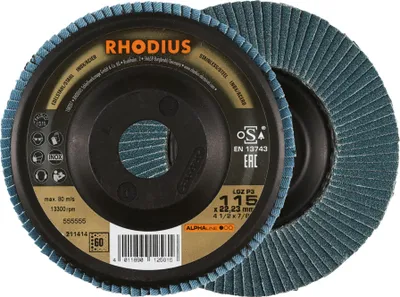 Produktbild von RHODIUS ALPHAline LSZ P3 Fächerschleifscheibe 115 x 22,23 mm K60 10 Stk