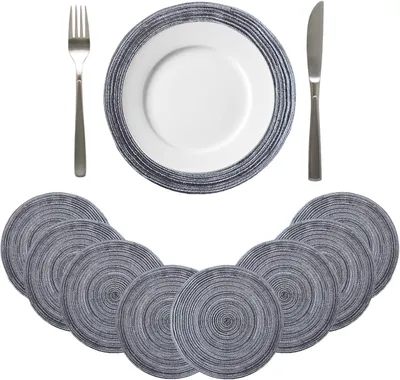 Produktbild von 8 Stück runde Platzsets: Geflochtene Tischsets, hitzebeständig und abwaschbar, Ø 30 cm für das Esszimmer