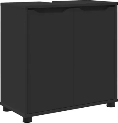 Productafbeelding van vidaXL Badkamerkast voor wastafel met plank, zwart, 60 x 30 x 60 cm