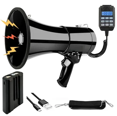 Zdjęcie produktu dla Megafon z syreną - 100 W - zasięg 2000 m - Bluetooth i mikrofon
