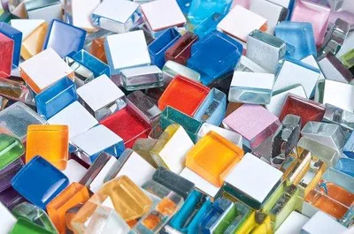 Obrázek produktu pro Famanu skleněné mozaikové dlaždice, barevná směs – 1 x 1 cm, 500 g