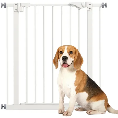 Produktbild von Türschutzgitter Hund Absperrgitter 74-80 cm selbstschließend Treppe Weiß