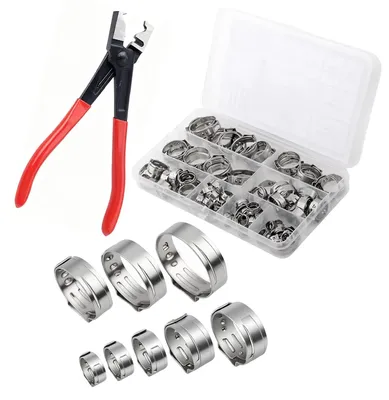 Immagine prodotto di TRANKIELO® - Set di fascette stringitubo, 80 pezzi - Acciaio inossidabile, 6-23 mm, assortimento per tubi carburante, tubi acqua