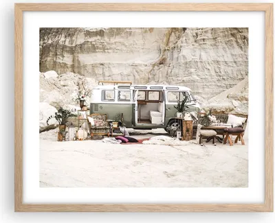 Produktbild von Gerahmtes Poster - Rahmen in heller Eiche - Wohnmobil Boho Möbel - 50x40 cm - Wand Bild - Wanddeko - Wandbilder - Kunstposter - Wandposter - Bilderrahmen - Bilder - Kunstdruck - P2NAA50x40-4542