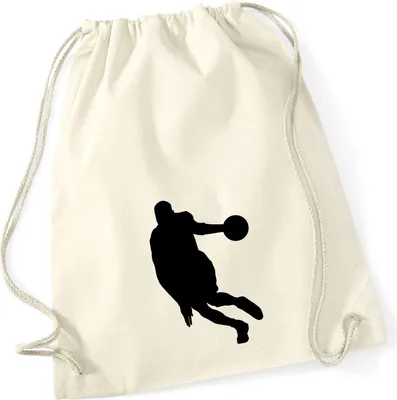 Produktbild von Huuraa Turnbeutel Basketball Silhouette 12 Liter Natural Baumwolle Rucksack Geschenkidee