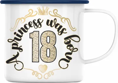 Produktbild von Trendation - 18. Geburtstag Geschenk Mädchen Frauen Lustiger Spruch 18er Geburtstagsgeschenk Emaille Tasse (Blau)