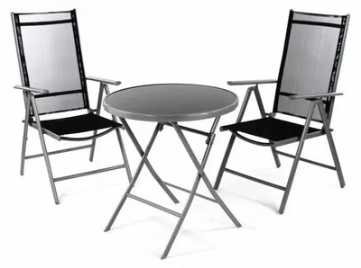 Obrázek produktu pro Zahradní balkónový set židle a stůl, černé