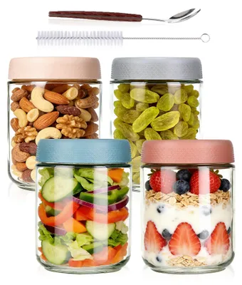 4er-Set Einmachgläser 500 ml mit Deckel, Meal-Prep-Gläser