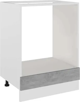 A white kitchen cabinet with a concrete-effect front panel, shown from the front with a white background.